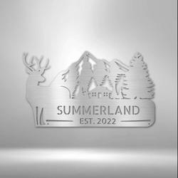 personalized us country cottage monogram deer cabin custom metal sign 1