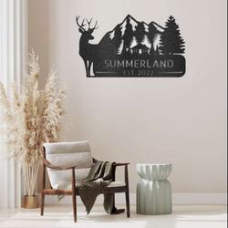 personalized us country cottage monogram deer cabin custom metal sign 2