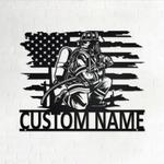 personalized us fire fighter metal wall art custom fireman name sign gift for dad 0