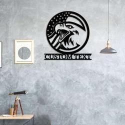 personalized us flag eagle family name or address sign independence day veteran day patriotic decor custom metal sign 1