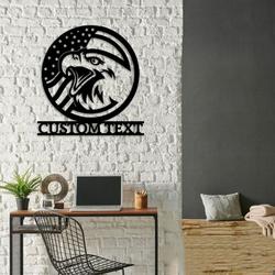 personalized us flag eagle family name or address sign independence day veteran day patriotic decor custom metal sign 2