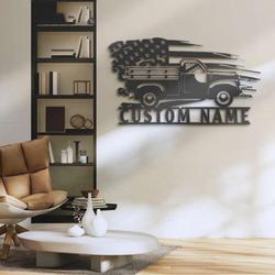 personalized us flag truck driver sign pick up truck custom metal signs trucker gifts birthday gifts 3