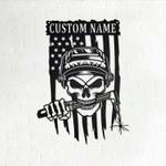 personalized us flag welder skull ironworker business ofice home decor custom metal sign 0