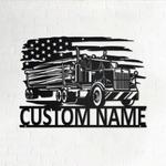 personalized us logging truck metal name sign home decor gift for truck drivers 0