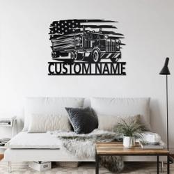 personalized us logging truck metal name sign home decor gift for truck drivers 1