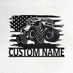 personalized us monster truck metal name sign home decor gift for truck drivers 0