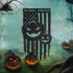 personalized us pumpkin halloween metal sign halloween decoration for home 2