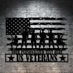 personalized us veterans flag sign army wall art portrait home of the free veteran day patriotic decor gift custom metal sign 0