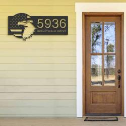 personalized usa eagle with flag patriotic address sign house number plaque custom metal sign 1