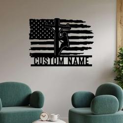 personalized usa flag lineman man cave decor custom metal sign 1