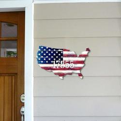 personalized usa flag patriotic house number plaque independence day veteran day patriotic decor custom metal sign 1