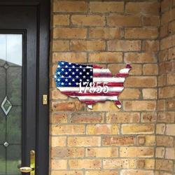 personalized usa flag patriotic house number plaque independence day veteran day patriotic decor custom metal sign 2