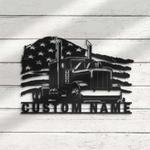 personalized usa flag semi truck driver sign trucker gift truck custom metal sign dad gifts 0