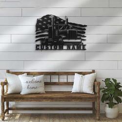 personalized usa flag semi truck driver sign trucker gift truck custom metal sign dad gifts 1