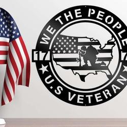 personalized usa flag veteran military man gun sign independence day veteran day patriotic decor custom metal sign 1