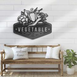 personalized vegetable organic food store lawn yard decorative fresh vegetable farm name garden custom metal sign housewarming gift 1
