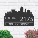 personalized virginia city skyline metal address sign house number plaque realtor closing gift custom metal sign 0