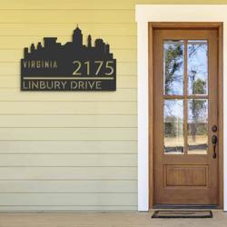 personalized virginia city skyline metal address sign house number plaque realtor closing gift custom metal sign 1