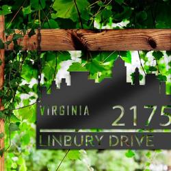 personalized virginia city skyline metal address sign house number plaque realtor closing gift custom metal sign 2