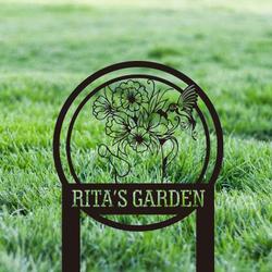 personalized watering can flower hummingbird garden decorative custom metal sign 1