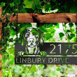personalized weimaraner dog cute puppy address sign house number plaque custom metal sign 1