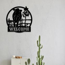 personalized welcome cow farm metal signs farmhouse wall art decor gift for farmer 1