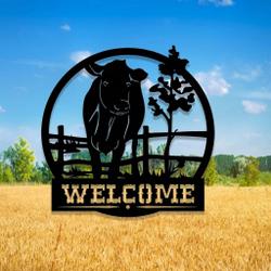 personalized welcome cow farm metal signs farmhouse wall art decor gift for farmer 2
