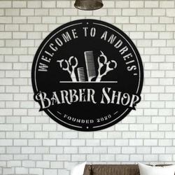 personalized welcome sign barber shop established sign hair cutter sign barber gifts hair salon decor 1