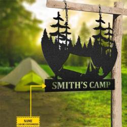 personalized welcome sign for campsite in the forest custom metal sign 1