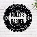 personalized welcome to fresh produce tropical flower garden decorative custom metal sign 0