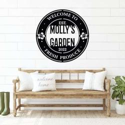 personalized welcome to fresh produce tropical flower garden decorative custom metal sign 1