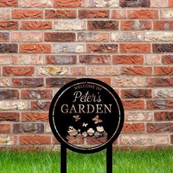 personalized welcome to garden flower and butterfly yard stakes decorative custom metal sign 3