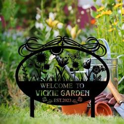 personalized welcome to garden flower decorative custom metal sign 2
