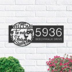 personalized welcome to our farm address sign farm house number plaque custom metal sign 1