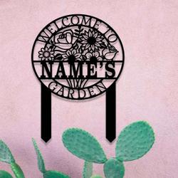 personalized welcome to the garden floral bouquet decorative custom metal sign 3