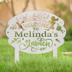 personalized welcome to the garden yard stakes decorative custom metal sign 0