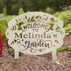 personalized welcome to the garden yard stakes decorative custom metal sign 1