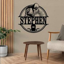 personalized welder construction welder wall art decor welder fathers day gifts custom metal sign 1