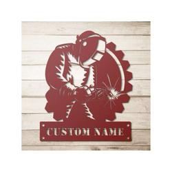 personalized welder construction workshop ironworker name custom metal sign 1