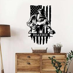 personalized welder ironworker us flag wall art for home decor fathers day birthday gift for him custom metal sign 3