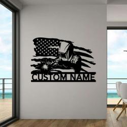 personalized welding us flag welder ironworker custom metal sign 2