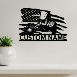 personalized welding us flag welder ironworker custom metal sign 3