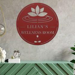 personalized wellness room lotus yoga studio home decor custom metal sign 2