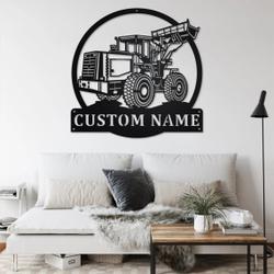 personalized wheel loader truck metal name sign home decor gift for truck drivers 2