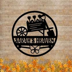 personalized wheelbarrow butterfly floral decor decorative garden custom metal sign 1