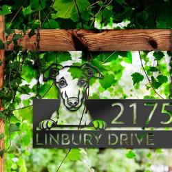personalized whippet dog cute puppy address sign house number plaque custom metal sign 1
