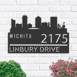 personalized wichita city skyline metal address sign house number plaque realtor closing gift custom metal sign 0