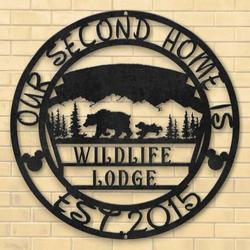 personalized wildlife lodge sign our second home is willdlife lodge custom metal sign log cabin metal sign housewarming gifts 2