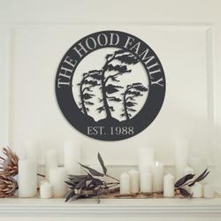 personalized wind swept pines family name sign garden custom metal sign housewarming gift 2