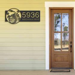 personalized wine barrel bottle grapes address sign house number plaque custom metal sign 1